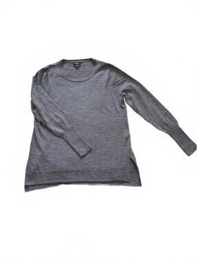 Badgley Mischka 100% Merino Wool Charcoal Grey Tunic Sweater - Large